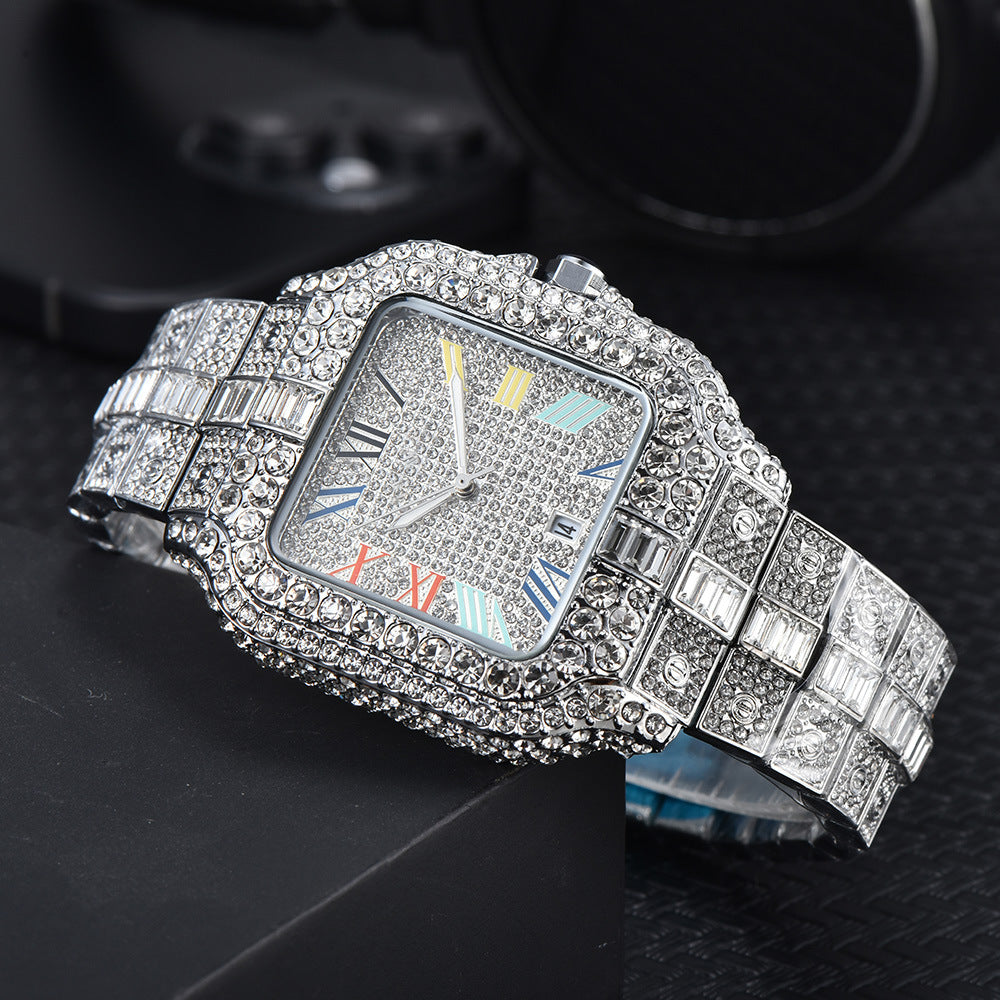 Square Diamond Roman Pattern Graduated Watch