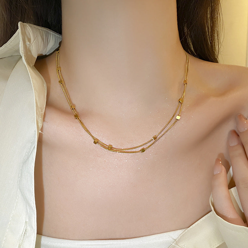 Square double-layer necklace accessory