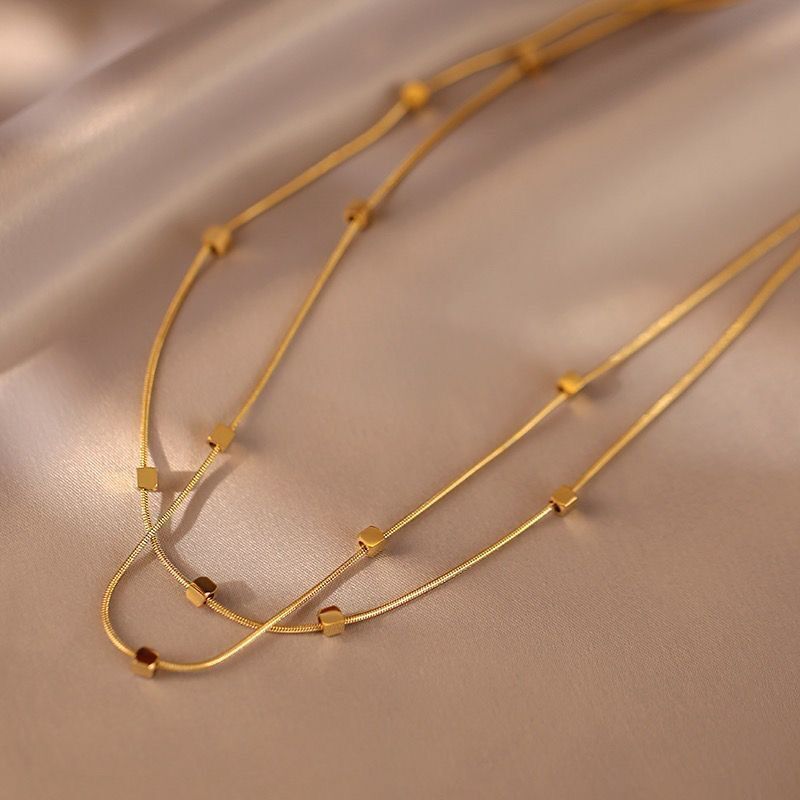 Square double-layer necklace accessory