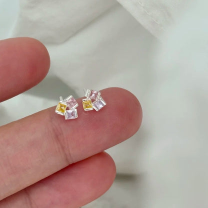 Square geometric stud earrings