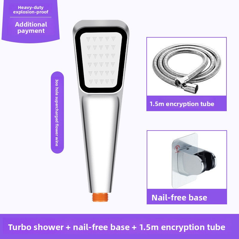 Square Handheld High Pressure Shower Head with Hose