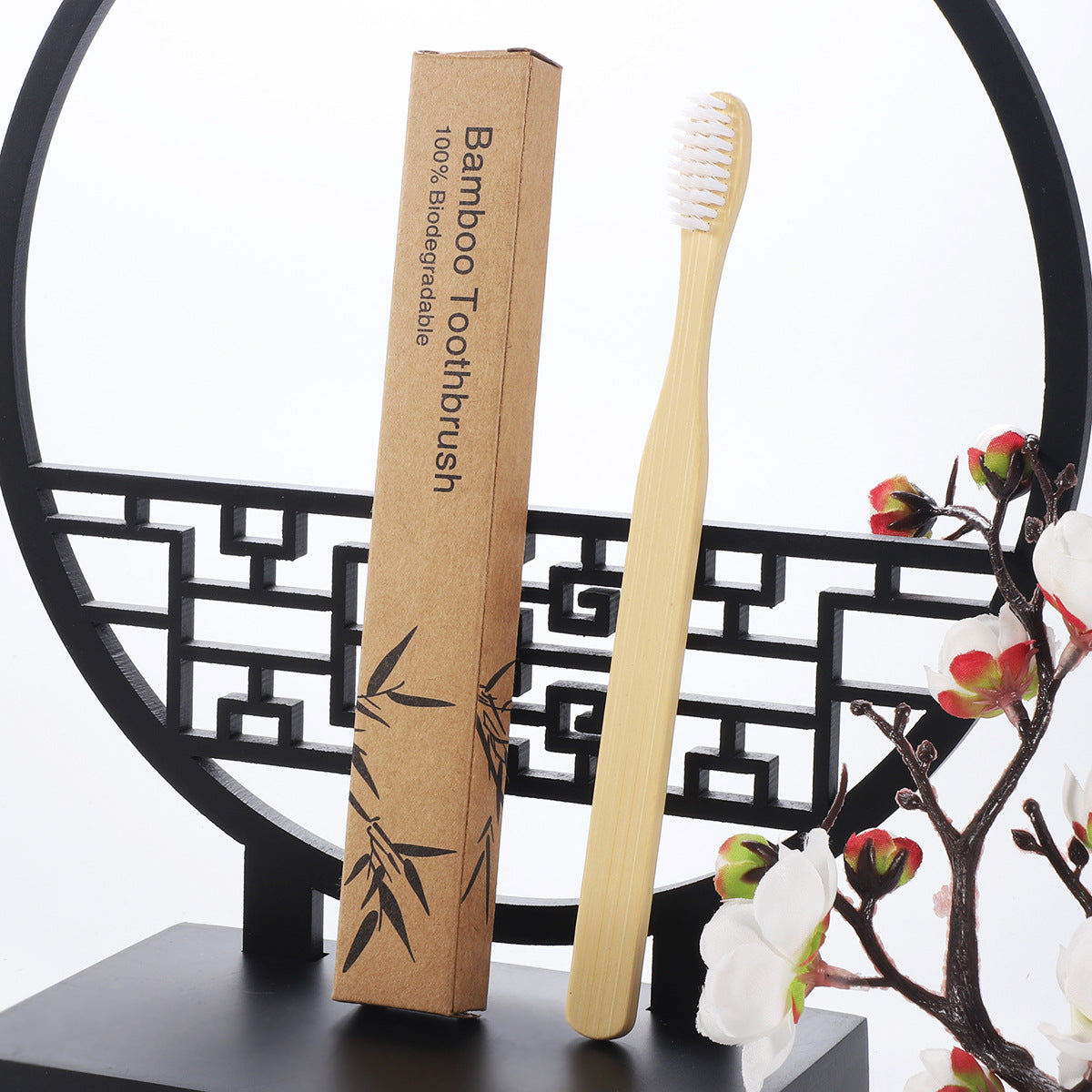 Square handle bamboo toothbrush