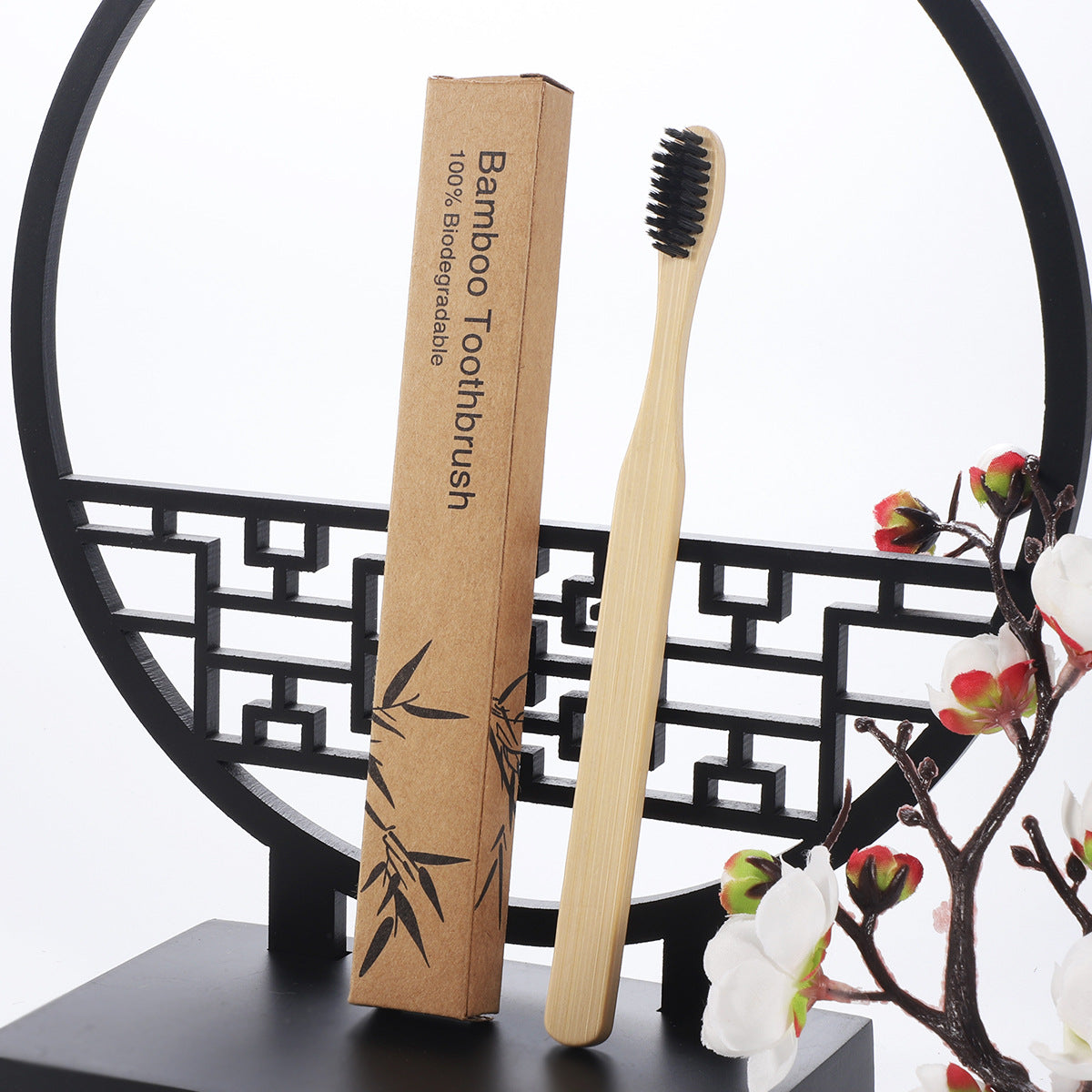 Square handle bamboo toothbrush