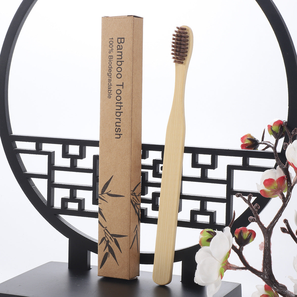 Square handle bamboo toothbrush