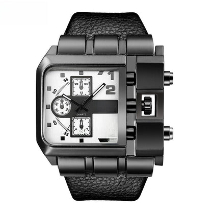 Square leather watch