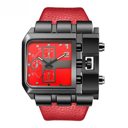 Square leather watch