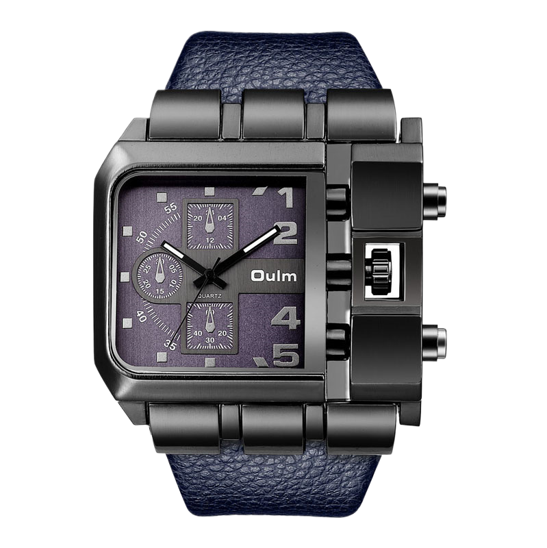 Square leather watch