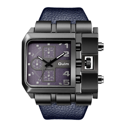 Square leather watch