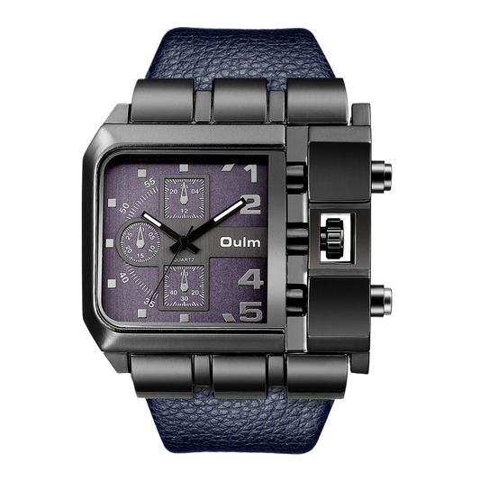 Square leather watch