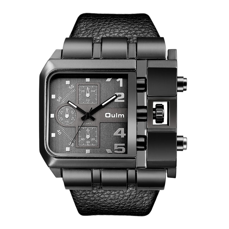 Square leather watch