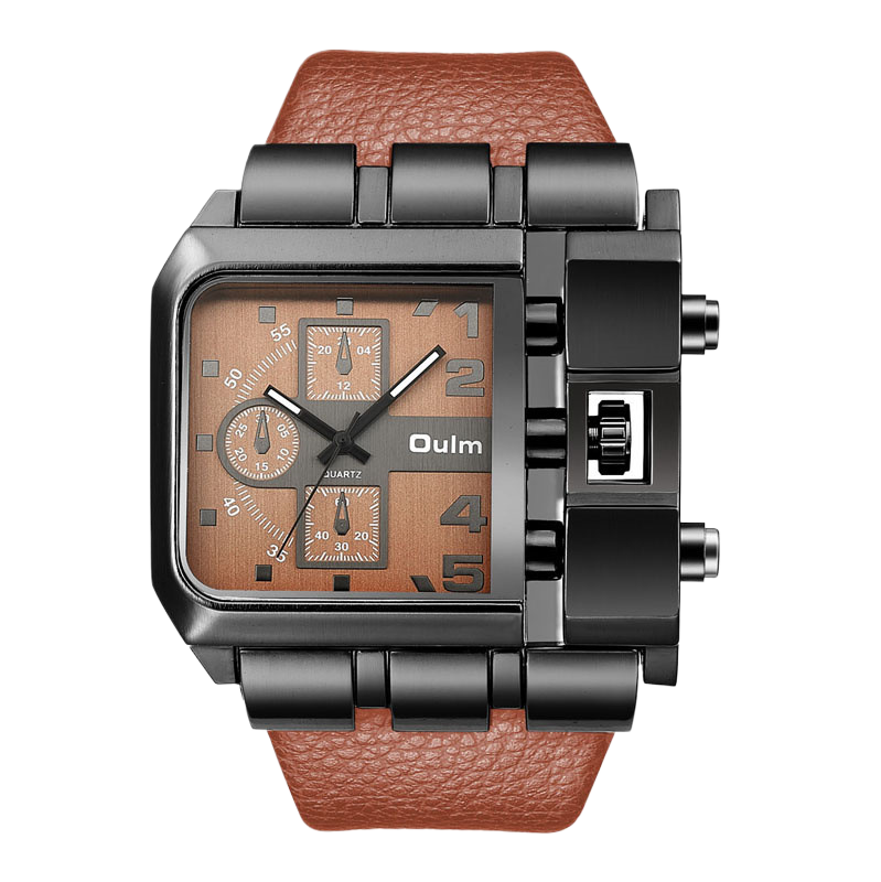 Square leather watch