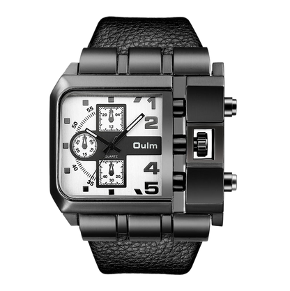 Square leather watch