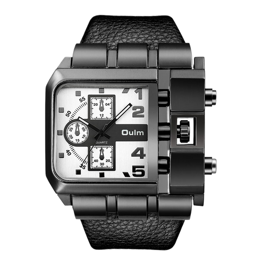 Square leather watch