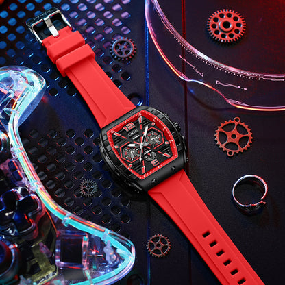 Square men's multi-functional calendar wristwatch
