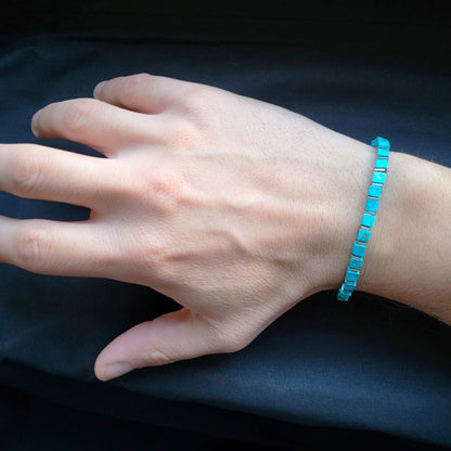 Square Natural Stone Bracelet Handmade Unisex Jewelry