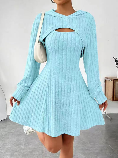 Square-neck A-line blouse dress