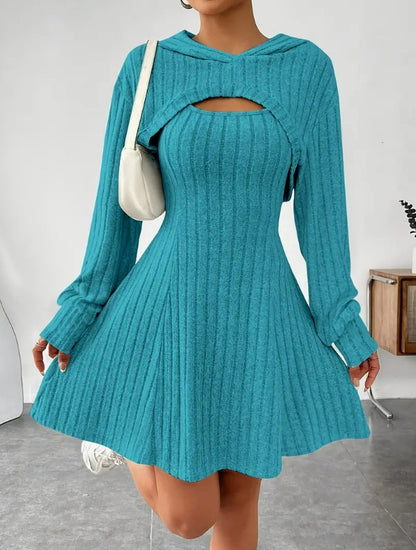 Square-neck A-line blouse dress