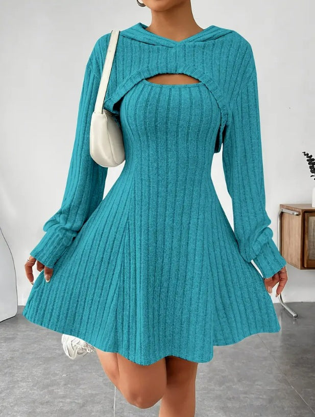 Square-neck A-line blouse dress
