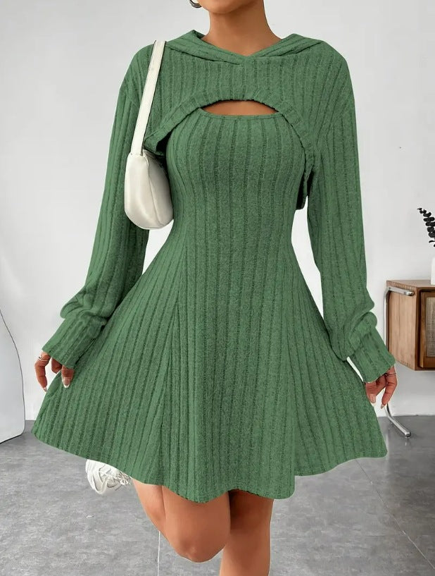 Square-neck A-line blouse dress