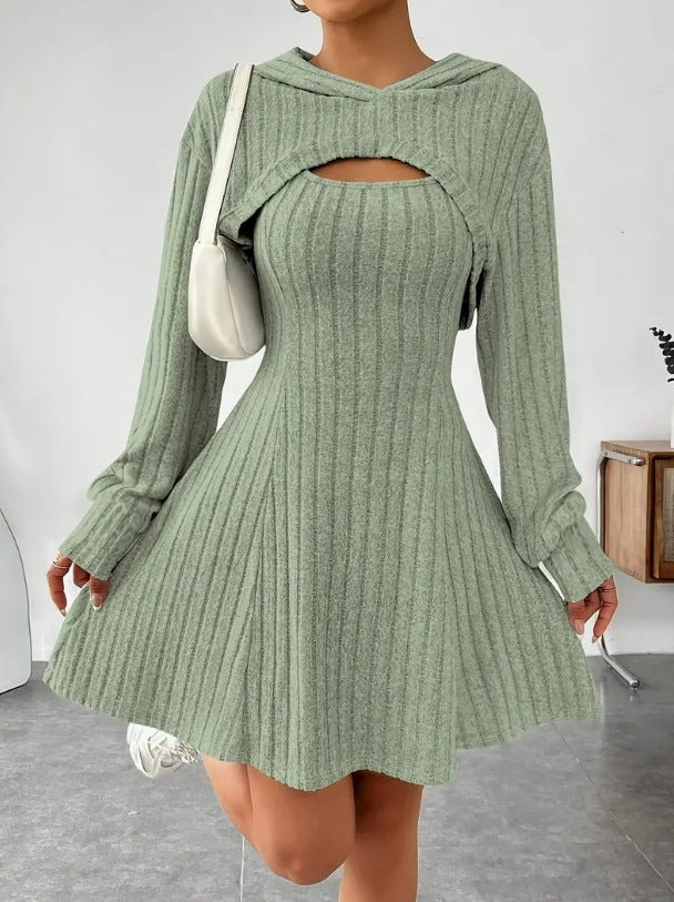 Square-neck A-line blouse dress