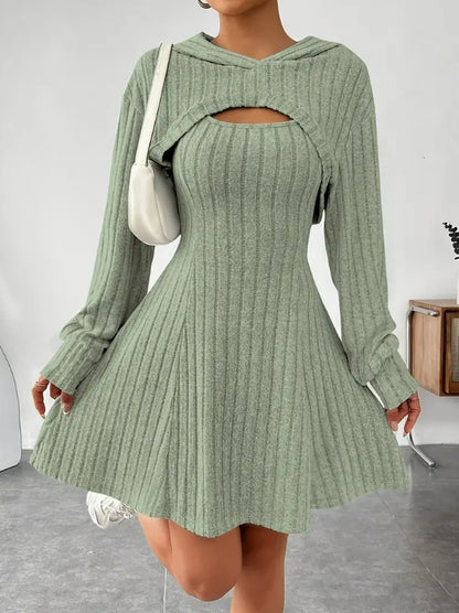 Square-neck A-line blouse dress