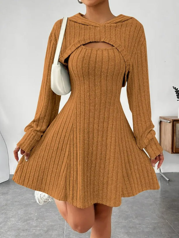 Square-neck A-line blouse dress