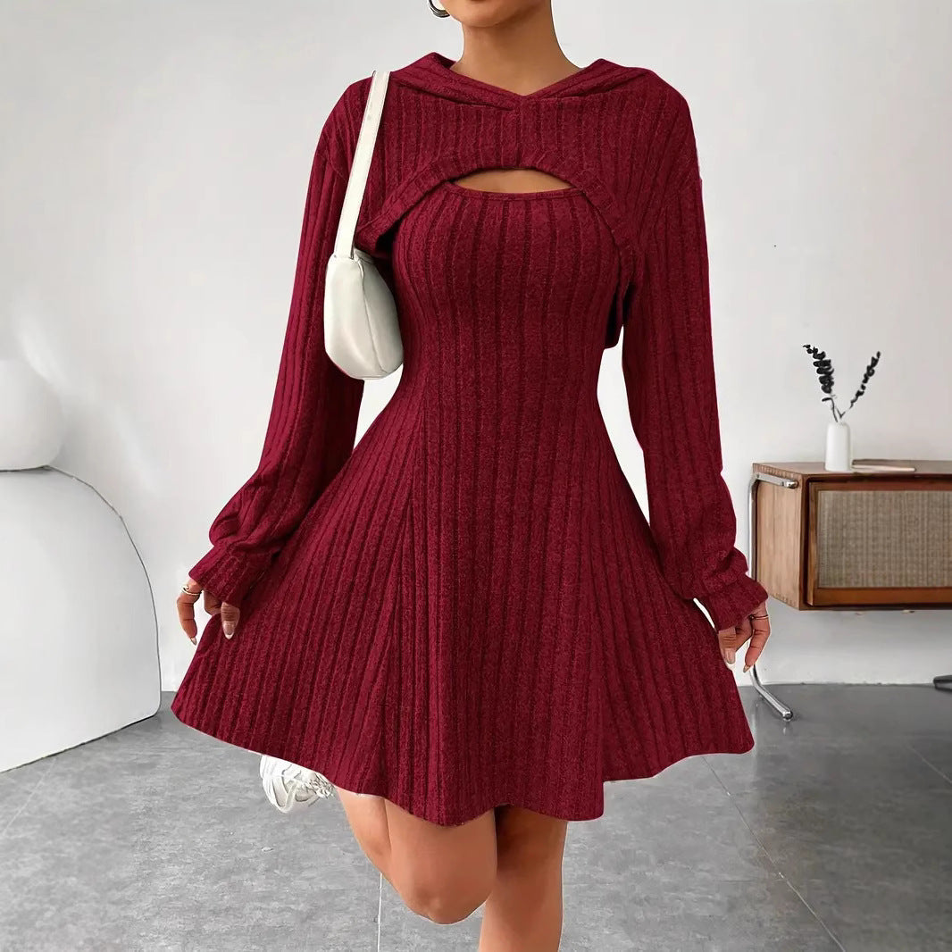 Square-neck A-line blouse dress