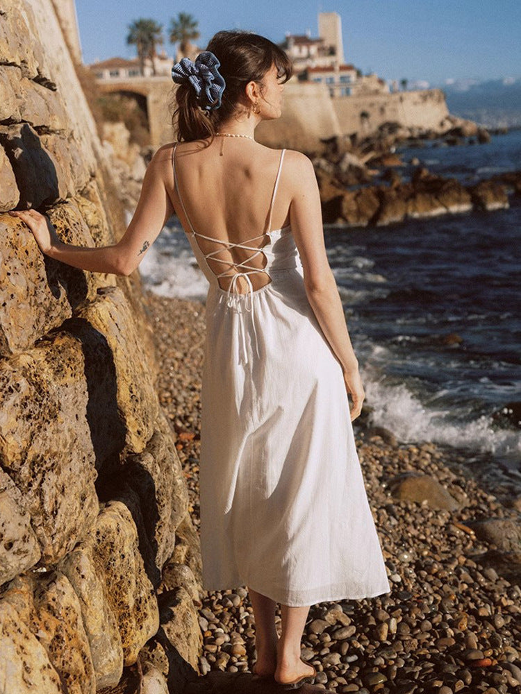 Square Neck Backless Strap Dress