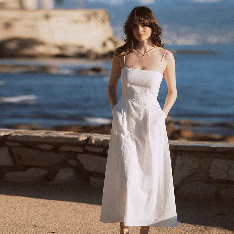 Square Neck Backless Strap Dress