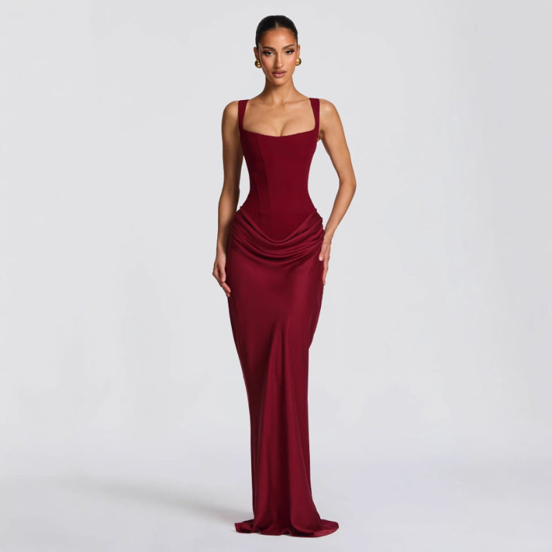 Square Neck Bodycon Long Dress