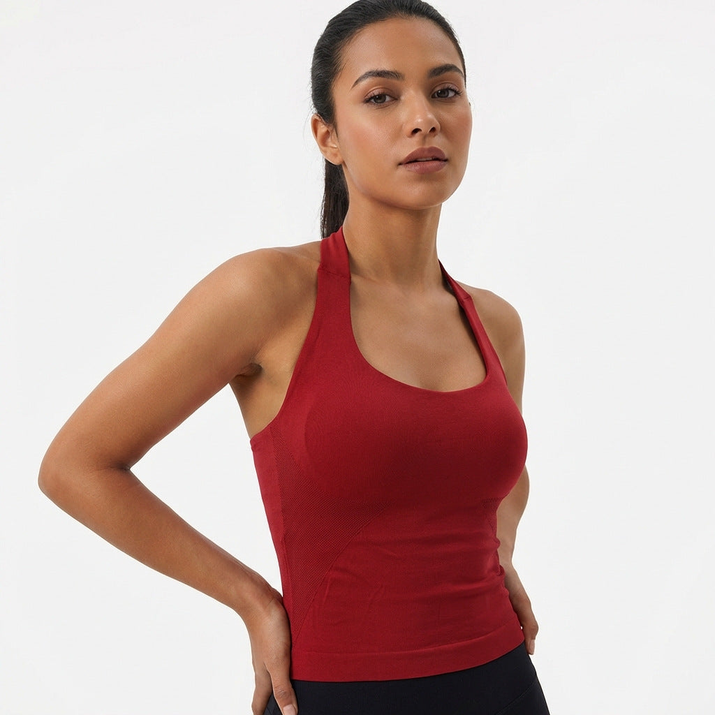 Square Neck Halter Fitness Vest with Back Design