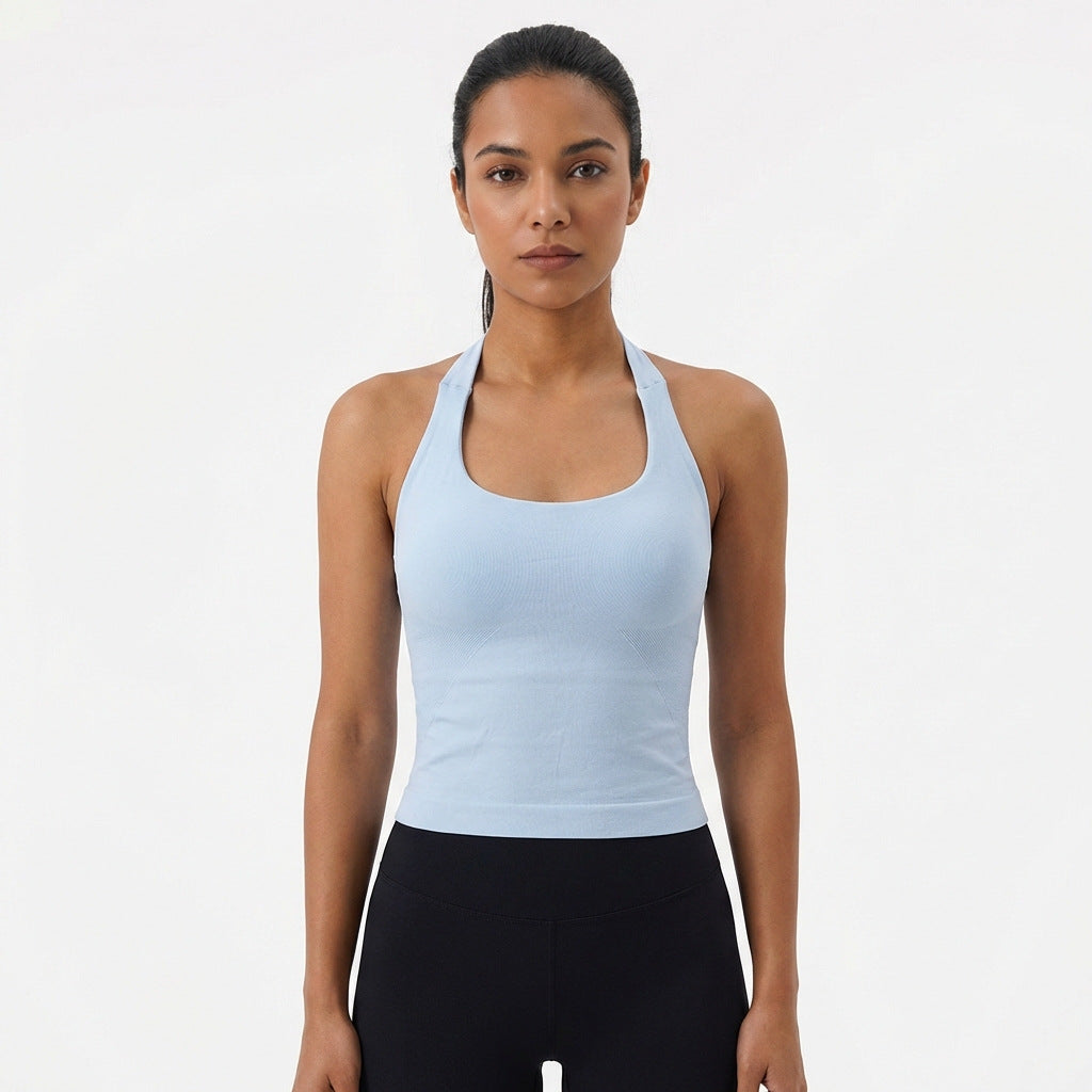 Square Neck Halter Fitness Vest with Back Design
