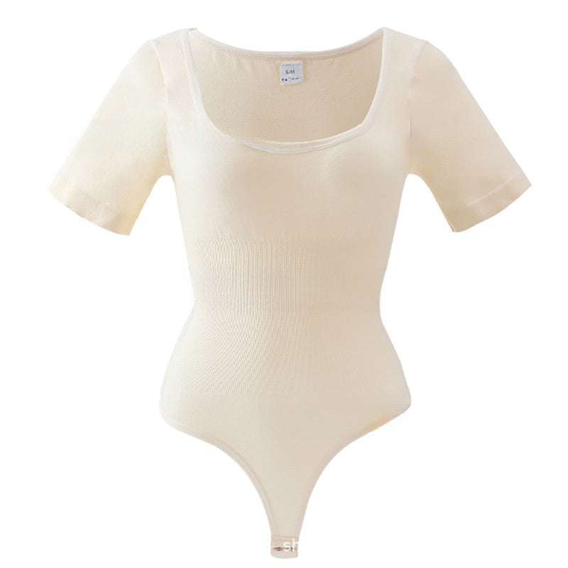 Square-neck short-sleeved one-piece dress for women