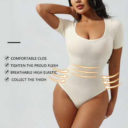 Square-neck short-sleeved one-piece dress for women