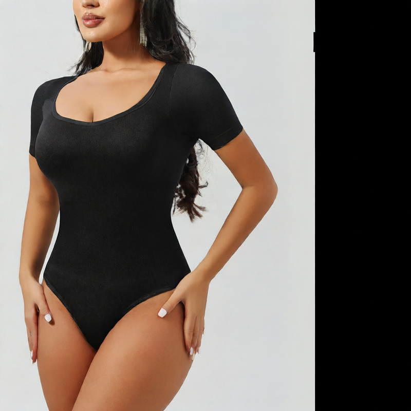 Square-neck short-sleeved one-piece dress for women
