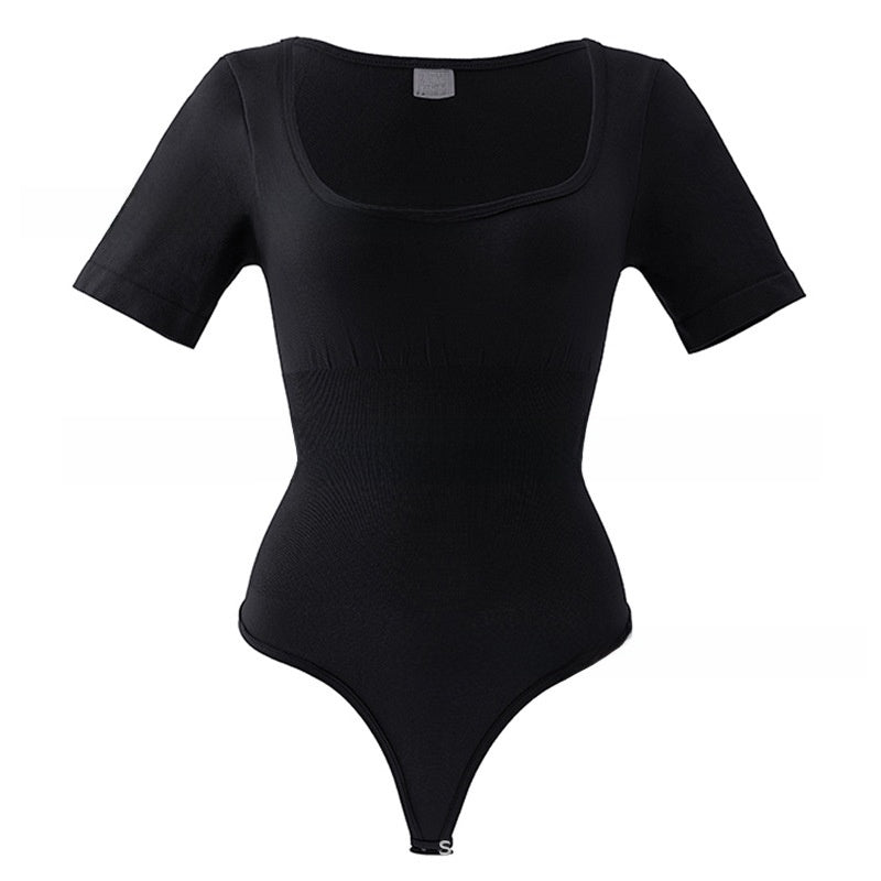 Square-neck short-sleeved one-piece dress for women