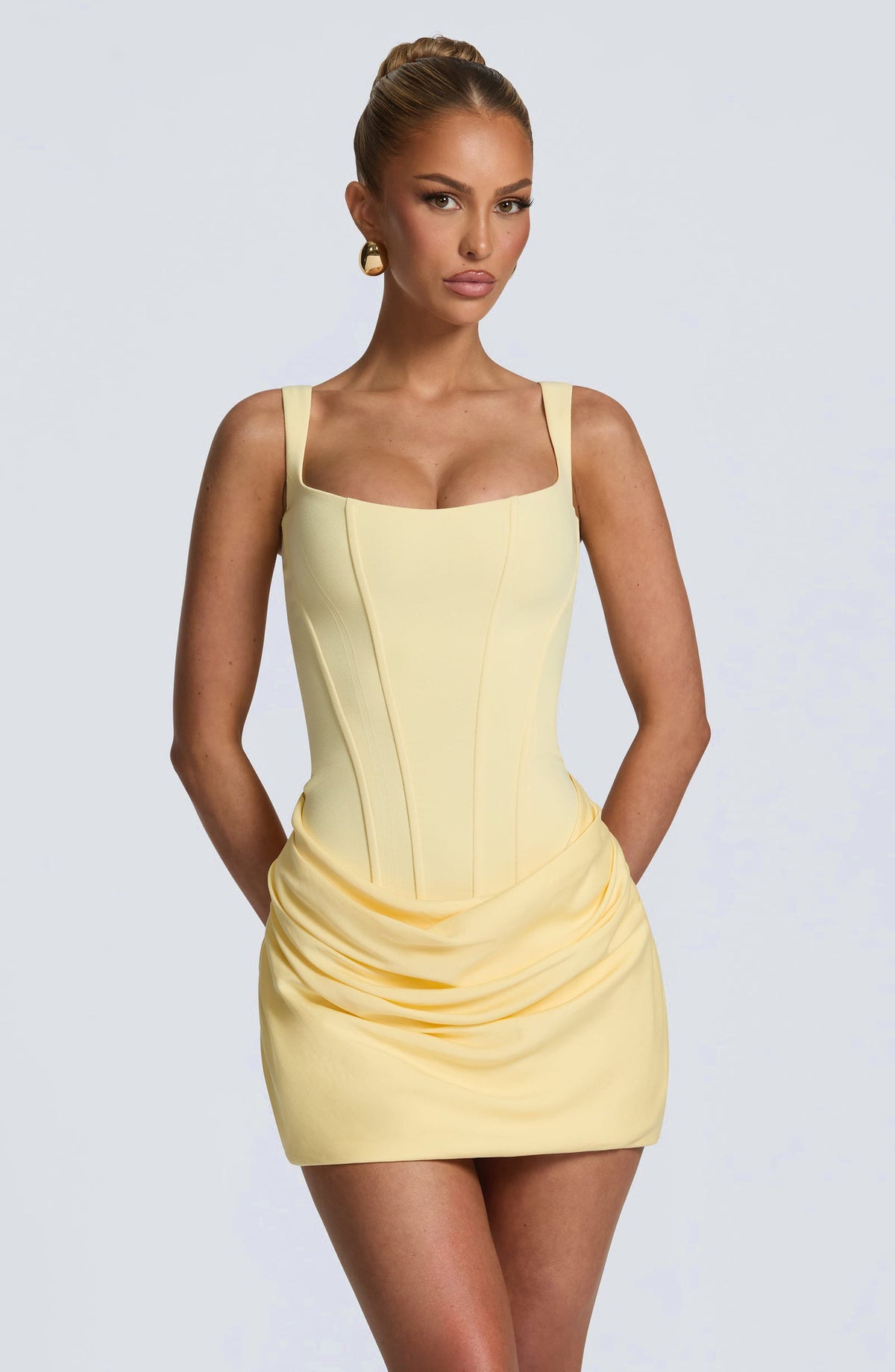Square Neck Sleeveless High Waist A-Line Dress