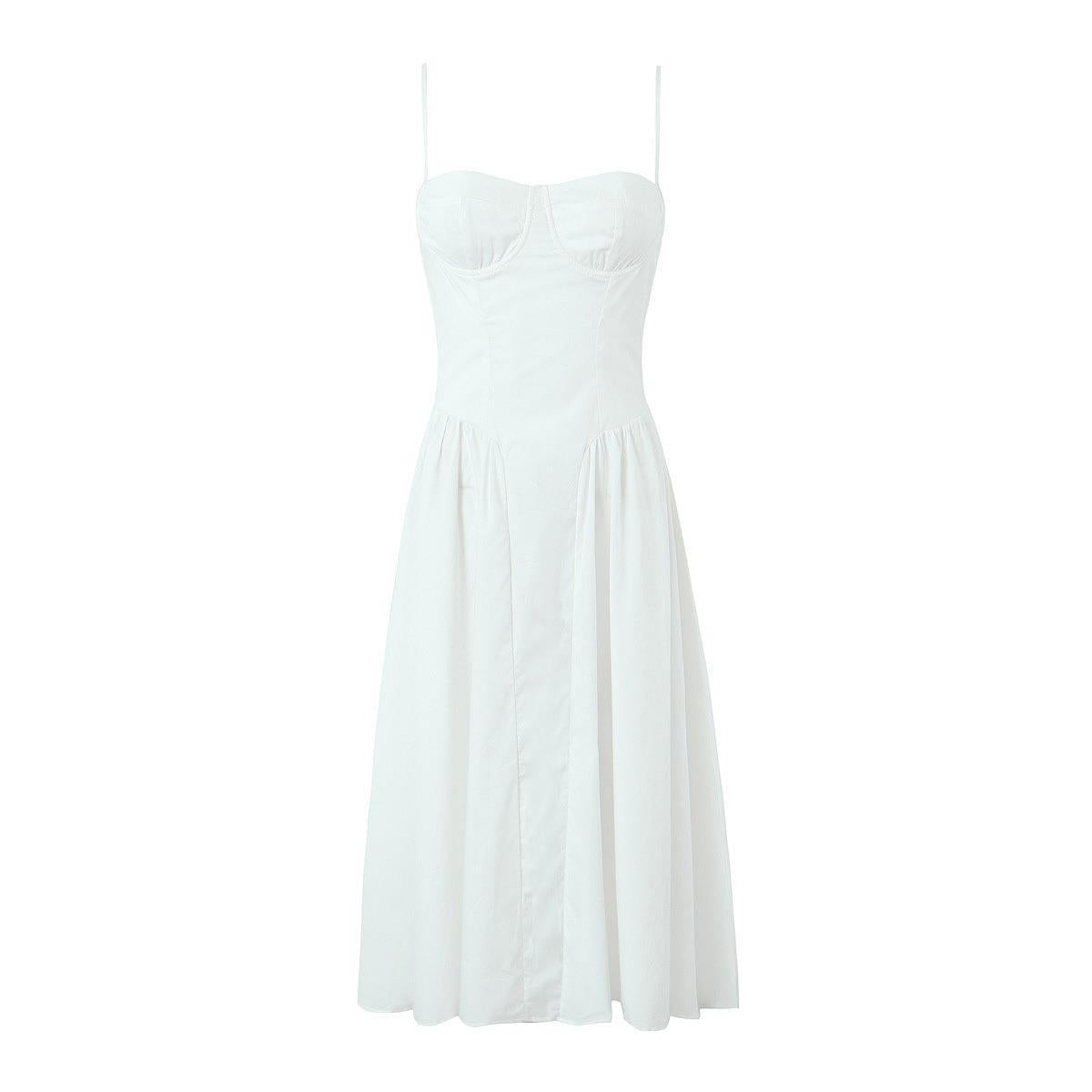 Square-necked steel-ring suspenders dress