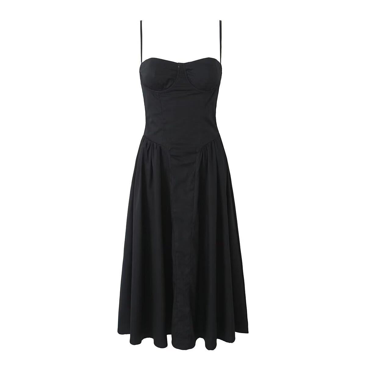 Square-necked steel-ring suspenders dress