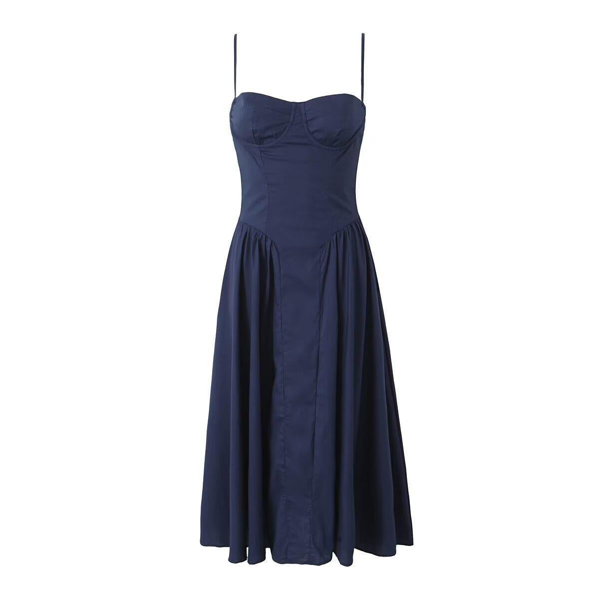 Square-necked steel-ring suspenders dress