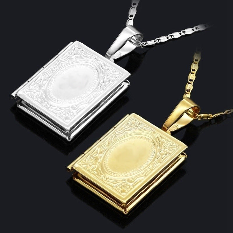 Square Photo Box Pendant Necklace