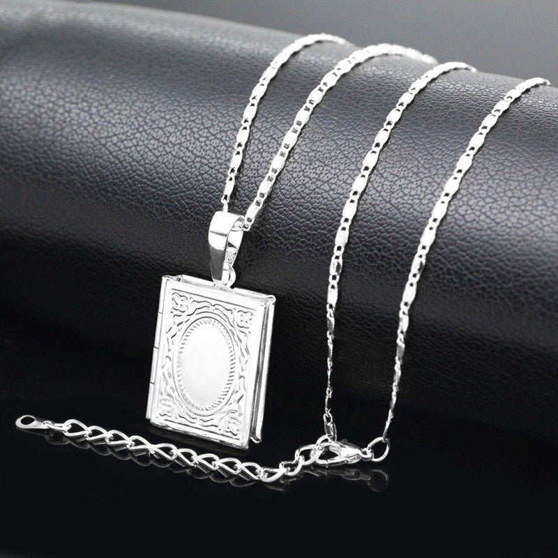 Square Photo Box Pendant Necklace