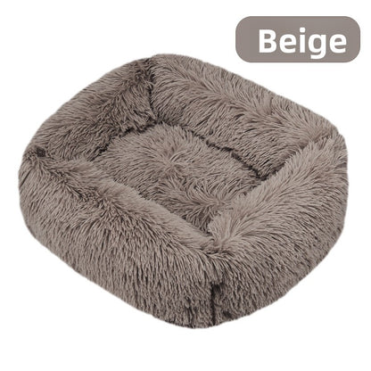 Square plush pet bed