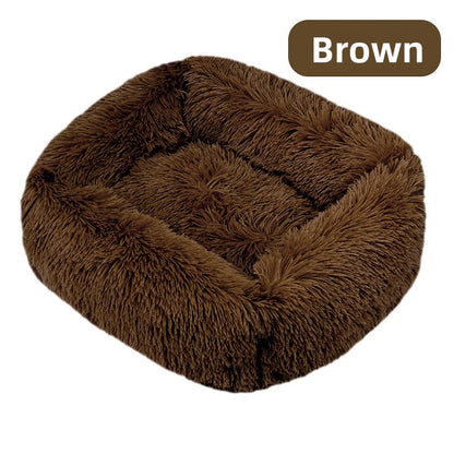 Square plush pet bed
