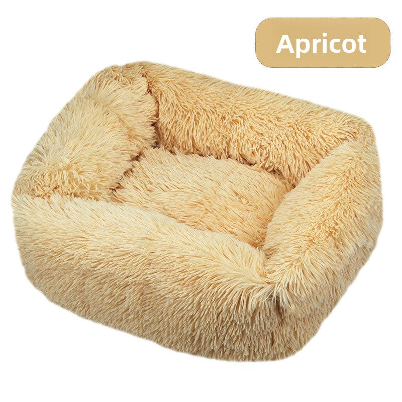 Square plush pet bed