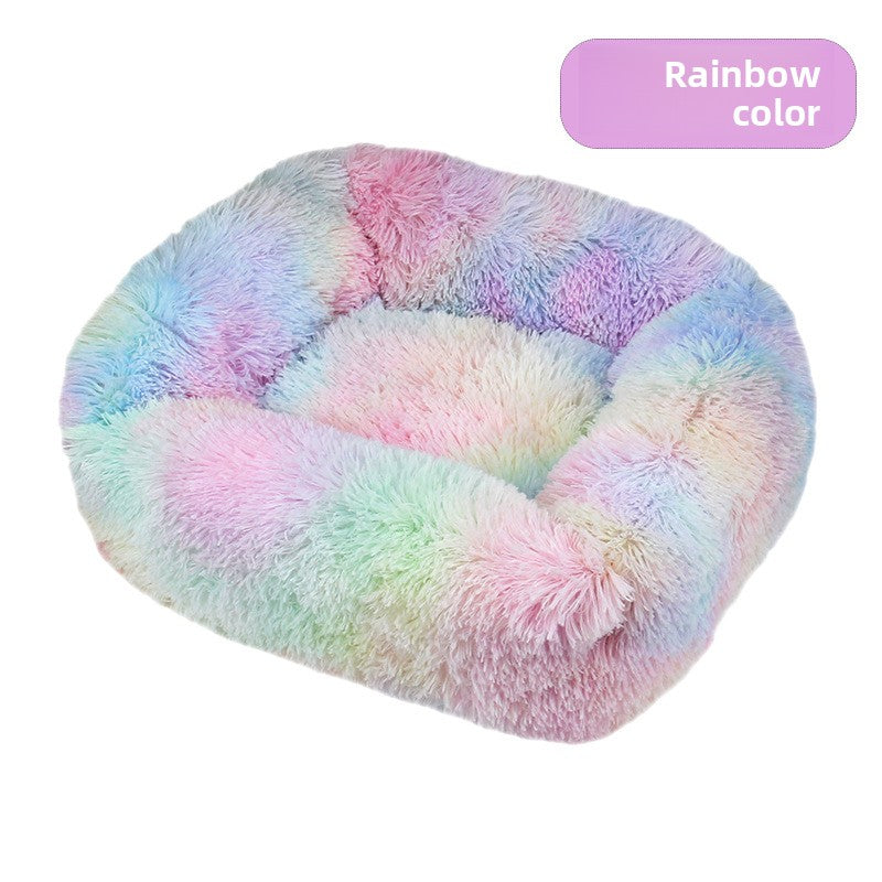 Square plush pet bed