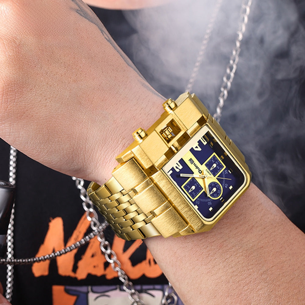 Square quartz men's watch