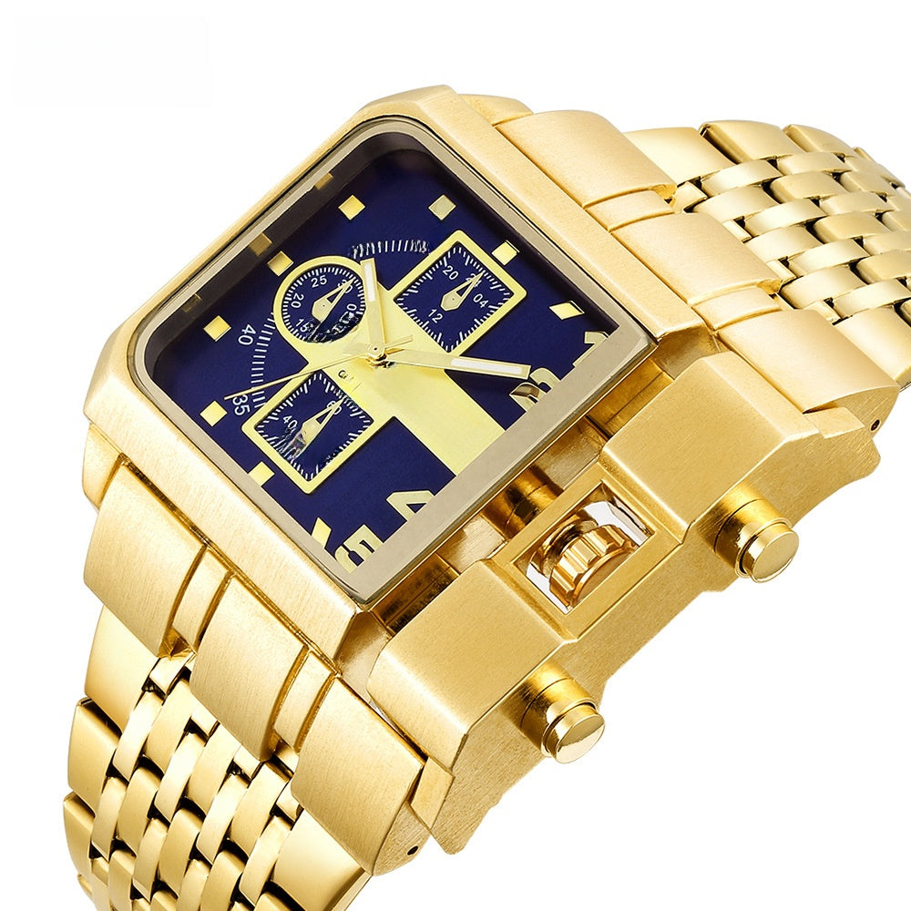 Square quartz men's watch