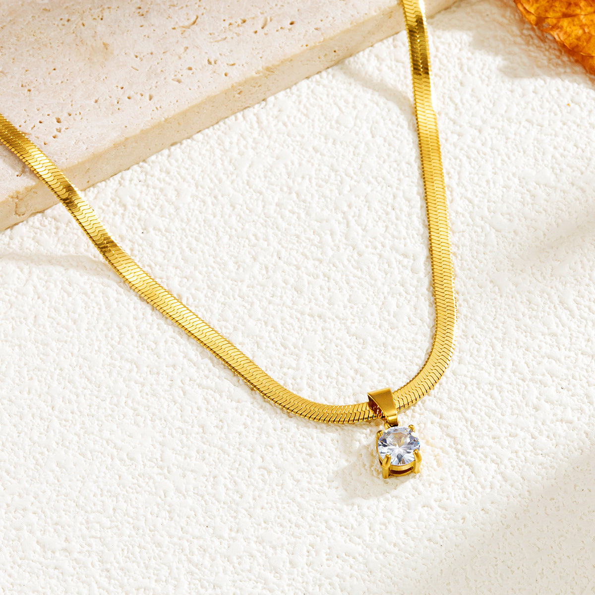 Square Round Zircon Necklace