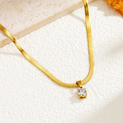 Square Round Zircon Necklace